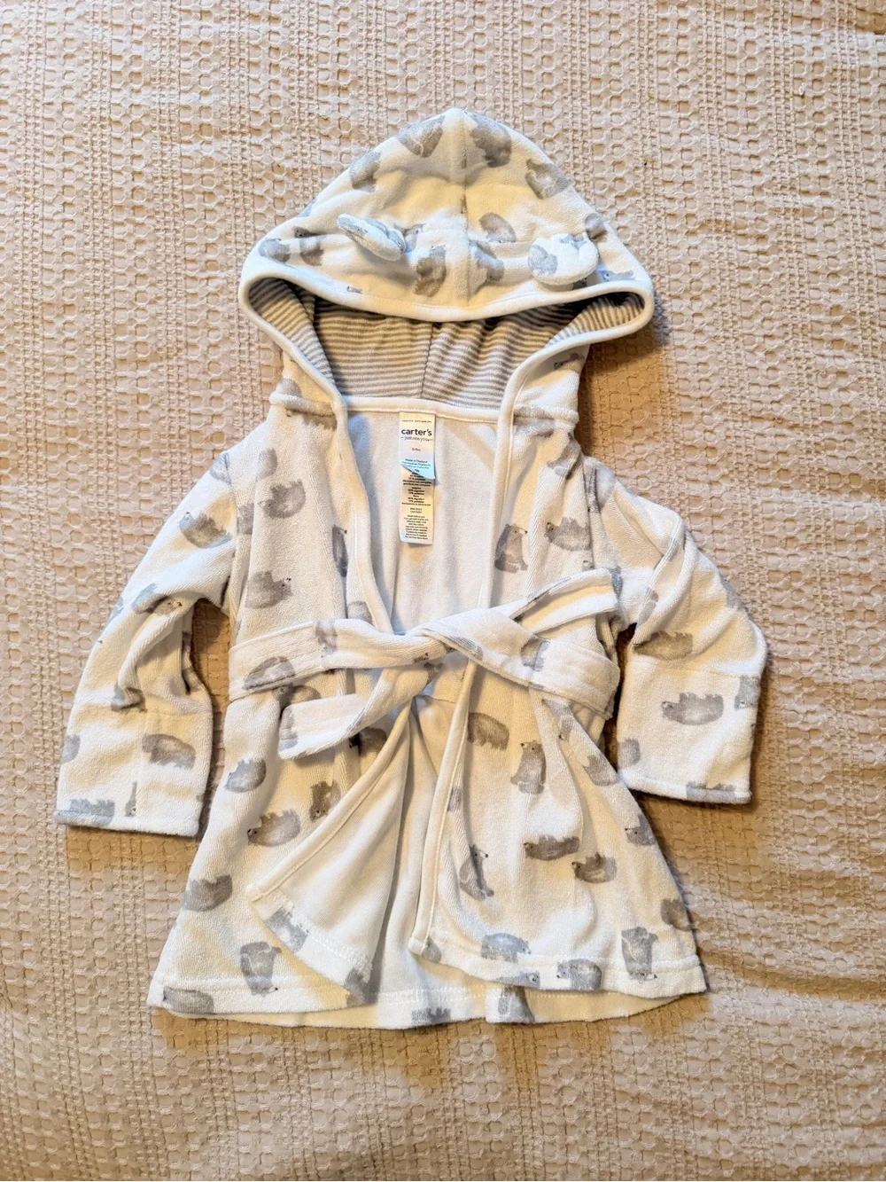 Set of Cozy Hooded Kids Pajama Robes - Light Gray/Cream/Blue